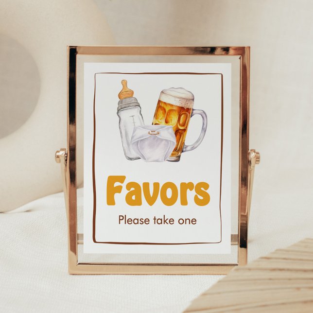 Bier Diaper Party Kinderdusche Favoriten Poster (Beer Diaper Party Baby Shower Favors Sign)