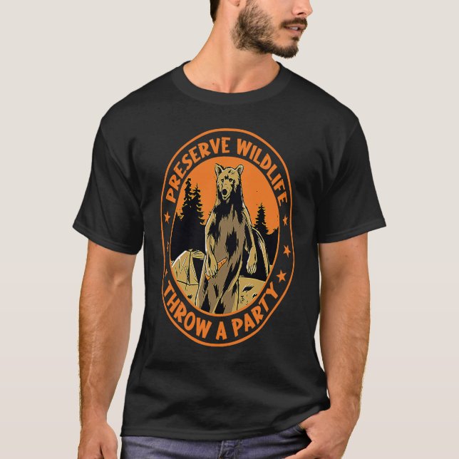 Bier Drink Grizzly Bären Zitat T-Shirt (Vorderseite)