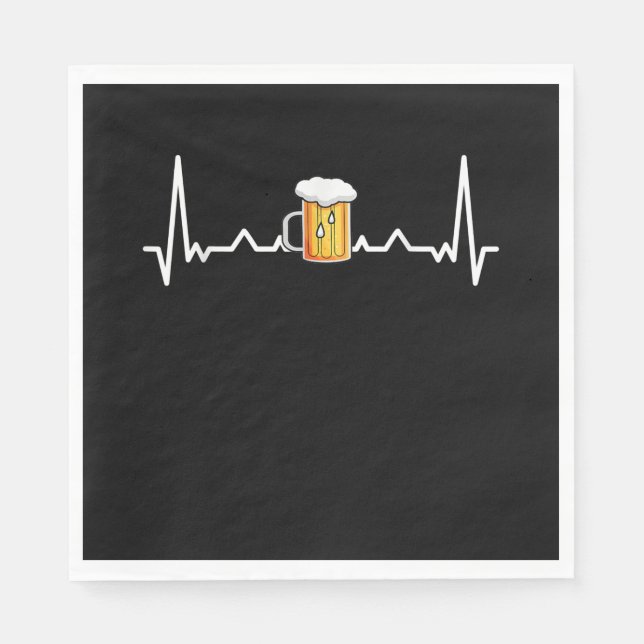 Bier Drinken Alkohol Herzschlag Geschenk Serviette (Vorderseite)