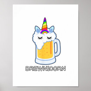 Bier Drinken Brasserie Niedliches Einhorn Party Br Poster