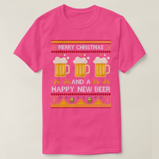 Bier Drinken Funny Christmas Ugly Sweater Bier T-Shirt (Design vorne)