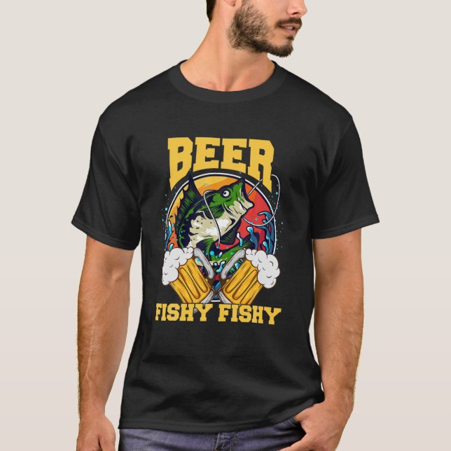 Bier Drinker Angeln T-Shirt (Vorderseite)