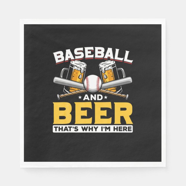 Bier Drinker Baseball Bier Spaß Geburtstag Serviette (Vorderseite)