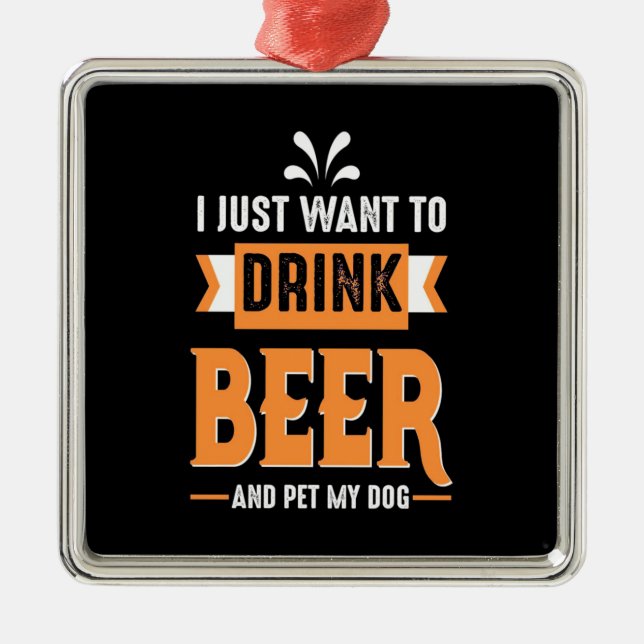 Bier Drinker Bier und Hund Ornament Aus Metall (Vorne)