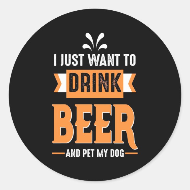 Bier Drinker Bier und Hund Runder Aufkleber (Vorderseite)