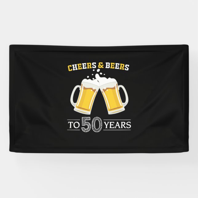 Bier Drinker Cheers und Biere bis 50 Jahre Geburts Banner (Horizontal)