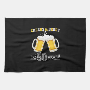 Bier Drinker Cheers und Biere bis 50 Jahre Geburts Geschirrtuch