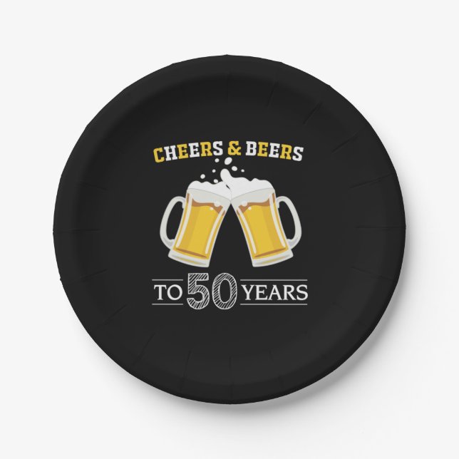 Bier Drinker Cheers und Biere bis 50 Jahre Geburts Pappteller (Vorderseite)