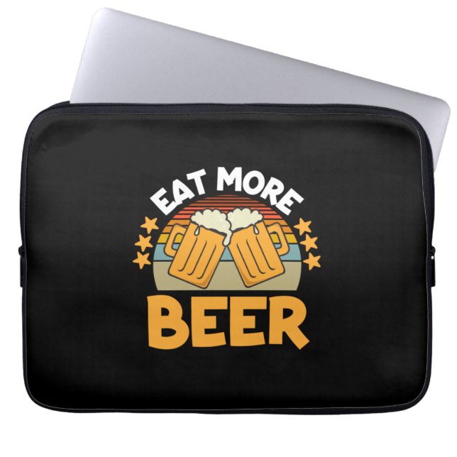 Bier Drinker essen Mehr Bier Funny trinken Geburts Laptopschutzhülle (Vorderseite)