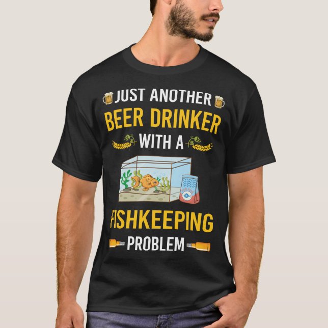 Bier Drinker Fischzucht Fischfang Behaltend Fisch T-Shirt (Vorderseite)
