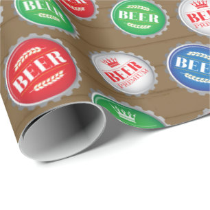 Bier Drinker Flasche Kapseln Floß Bierdecke Geschenkpapier