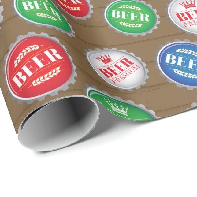 Bier Drinker Flasche Kapseln Floß Bierdecke Geschenkpapier (Rolleneckpunkt)