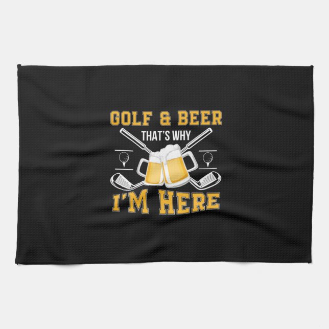 Bier Drinker Golf und Bier Geburtstag Geschirrtuch (Horizontal)