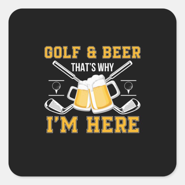 Bier Drinker Golf und Bier Geburtstag Quadratischer Aufkleber (Vorderseite)