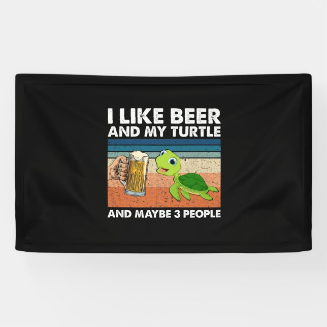 Bier Drinker Ich mag Bier und meine Schildkröte Ge Banner (Horizontal)