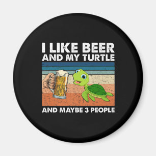 Bier Drinker Ich mag Bier und meine Schildkröte Ge Magnet