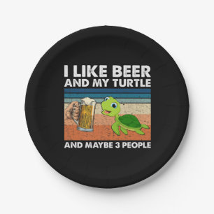 Bier Drinker Ich mag Bier und meine Schildkröte Ge Pappteller