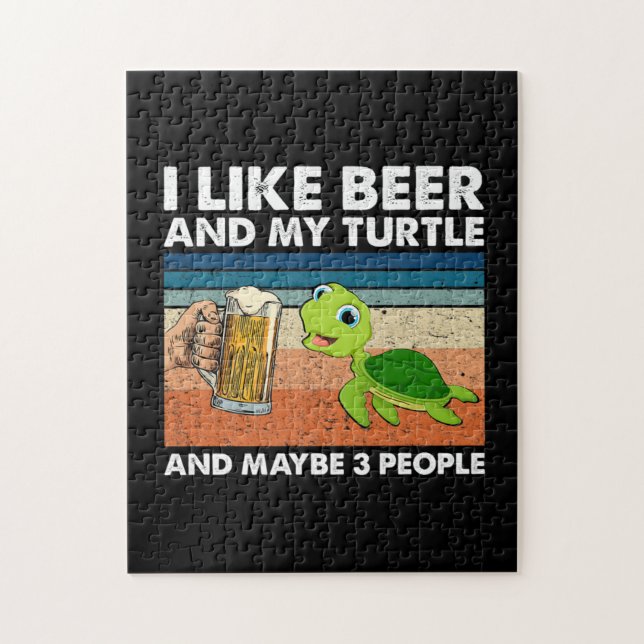 Bier Drinker Ich mag Bier und meine Schildkröte Ge Puzzle (Vertikal)