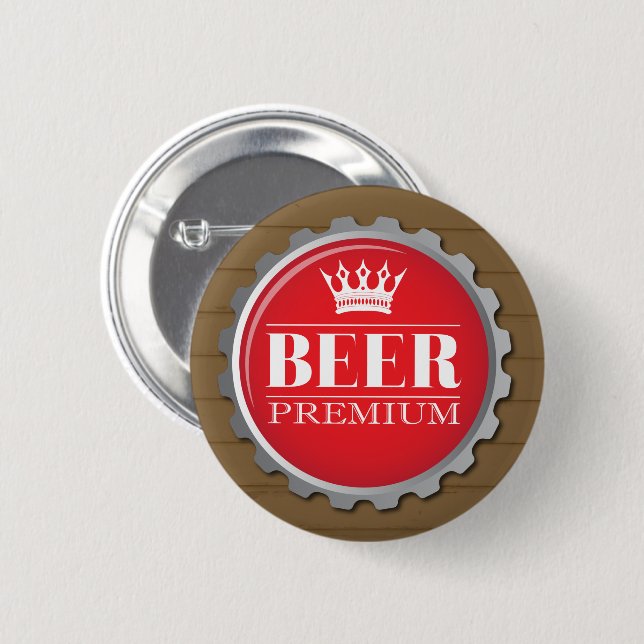 Bier Drinker Red Bottle Cap Button (Vorne & Hinten)