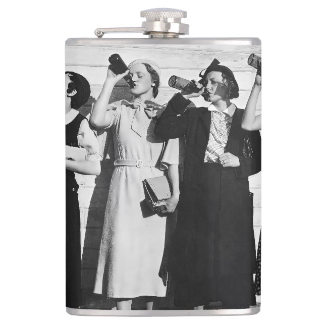 Bier Drinkers Vintag Fotografie der 30er Jahre Flachmann (Vorderseite)
