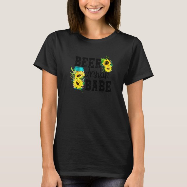 Bier Drinking' Babe Leopard Bier kann mit Sonnenbl T-Shirt (Vorderseite)