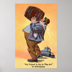 Bier Drinking Man Bar Taverne Vintag Poster