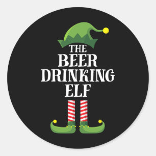 Bier Drinks Elf Matching Familiengruppe Weihnachte Runder Aufkleber