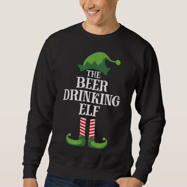 Bier Drinks Elf Matching Familiengruppe Weihnachte Sweatshirt (Vorderseite)