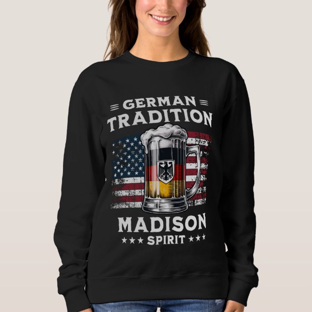 Bier Driving Madison American Flag German Eagle Sweatshirt (Vorderseite)