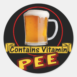 Bier enthält Vitamin-Pee-T - Shirt Geschenke Runder Aufkleber
