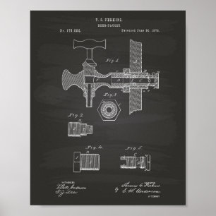 Bier Faucet 1876 Patent Art Chalkboard Poster