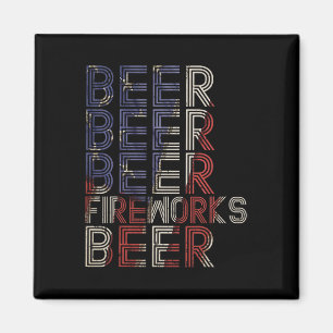 Bier Feuerwerk Retro 4. Juli Party Parade Drin Magnet