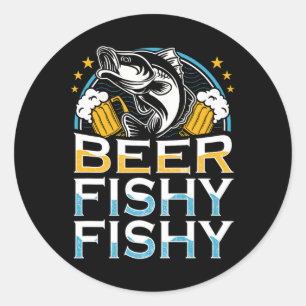 Bier Fischig Fischig Fischig Angler Fischer Retro Runder Aufkleber