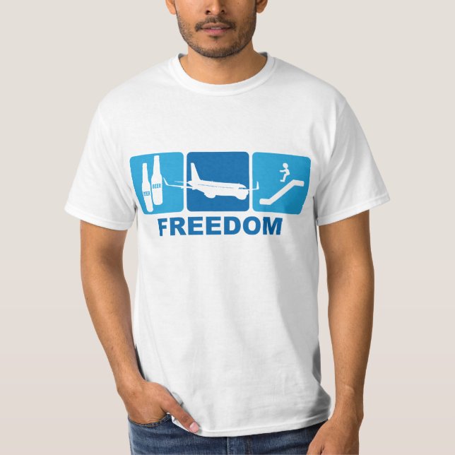 Bier + Flugzeug + Dia = Freiheit T-Shirt (Vorderseite)