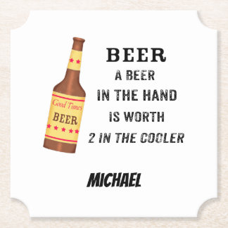 Bier Funny Sprichwort Bier in der Hand Name Person Untersetzer