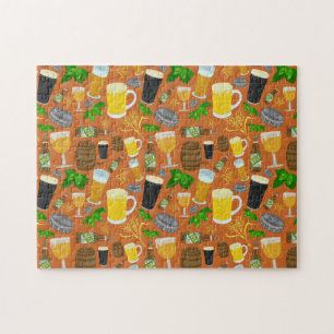 Bier-Glas-Flaschen Hopfen und Gerstentempel Puzzle