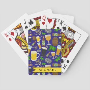 Bier-Glas-Flaschen Hopfen und Gerstentempel Spielkarten