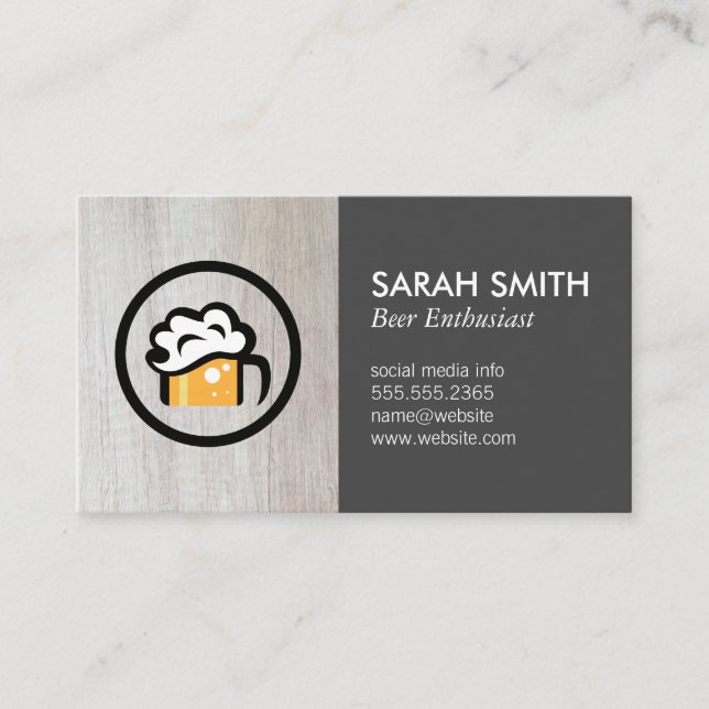 Bier-Glas-Logo | Brauerei | Holzbrauerei Visitenkarte (Vorderseite)