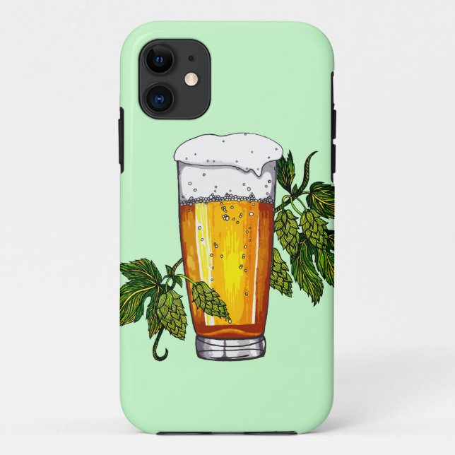 Bier-Glas u. Hopfen Case-Mate iPhone Hülle (Rückseite)
