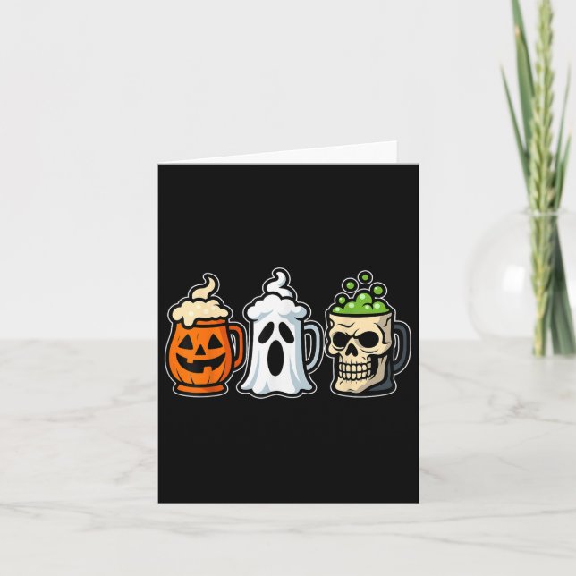 Bier Halloween Skeleton Pumpkin Ghost Drink Hum Karte (Vorderseite)