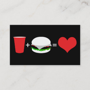 Bier + Hamburger = Liebe Visitenkarte