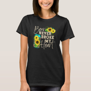 Bier hat mein Herz nie gebrochen Sonnenblumen Leop T-Shirt