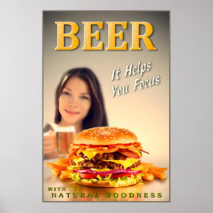 BIER Hilft Ihnen, Bacon Cheeseburger Brauerei neu Poster