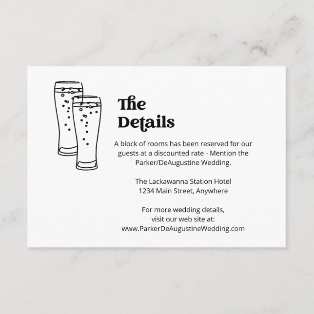 Bier-Hochzeitsinformationen - Umschließungskarte Begleitkarte (Vorderseite)