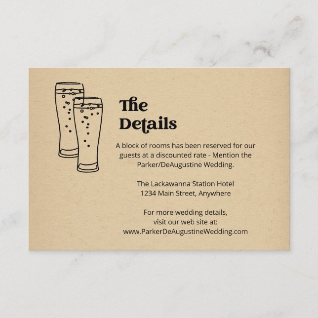 Bier-Hochzeitsinformationen - Umschließungskarte Begleitkarte (Vorderseite)