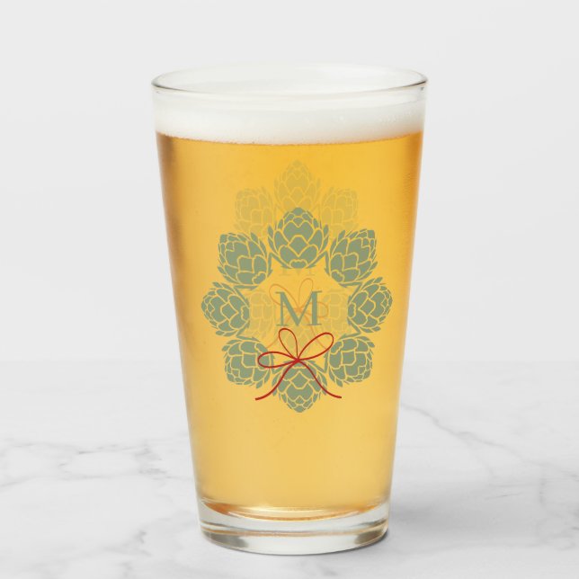 Bier Hops Christmas Monogram Glas (Vorne (Gefüllt))