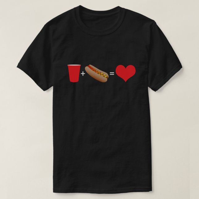 Bier + Hotdogs = Liebe T-Shirt (Design vorne)