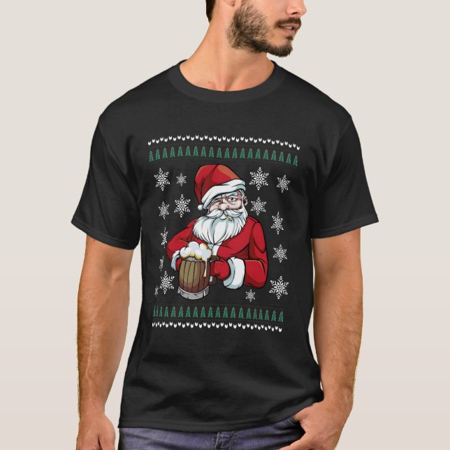 Bier Hub Ugly Sweater Santa W Riesige Tasse für Ch T-Shirt (Vorderseite)