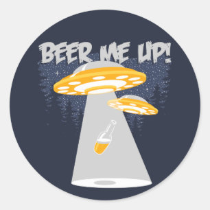 Bier ich oben! runder aufkleber