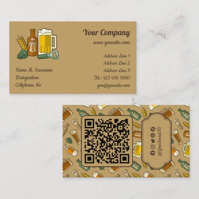 Bier Icons Business Card Visitenkarte (Vorne/Hinten)
